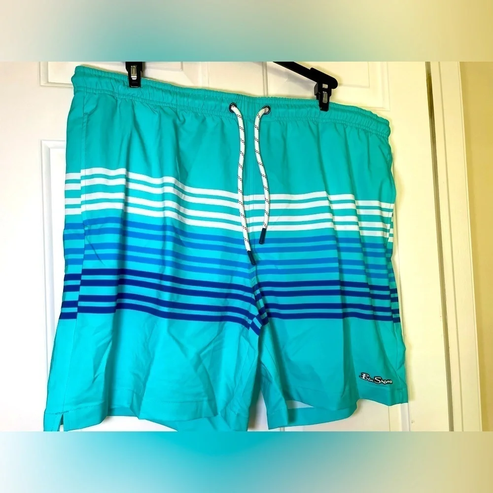 The Original Ben Sherman Men’s Swim Trunks Size XXL Blue Capri Stripes NEW 2XL